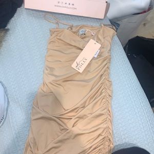 Oh Polly tan spaghetti strap dress